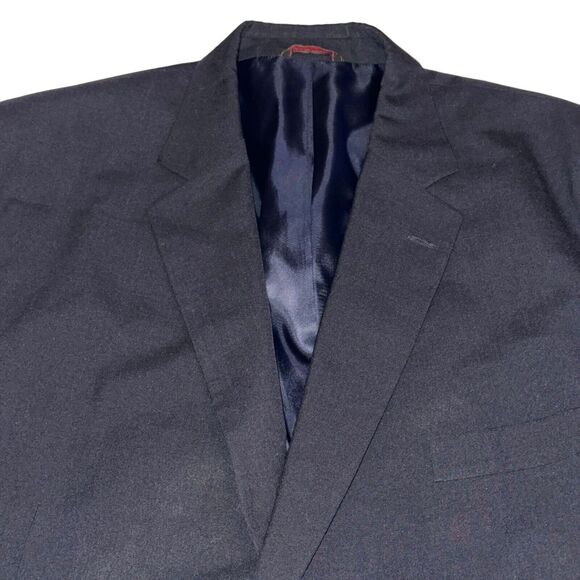 Savile Row 2 Button Blazer Men's Size 50R Navy Blue Pockets 100% Wool Jacket - Picture 2 of 7